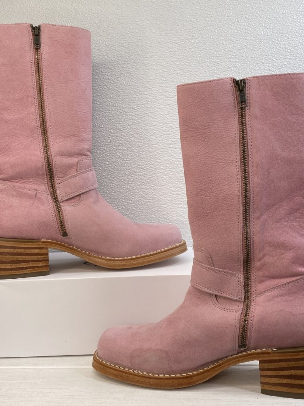 Frye Exclusive Campus Buckle Boots Women's Size 10B Pink Leather Riding Boot - Picture 7 of 12